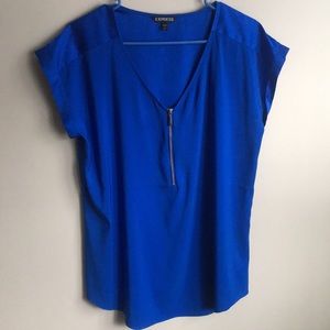 Express silky zip front top